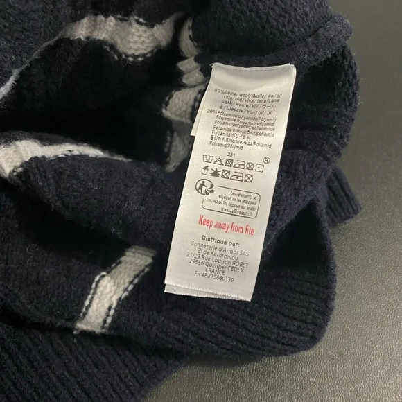 Armor Lux NWT Wool Fisherman Sweater Striped Navy - Picture 13 of 15